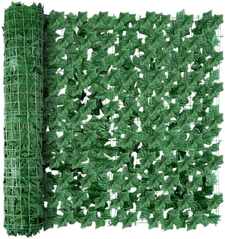 Artificial Ivy Privacy Fence Wall Screen, 59 x 118 in Garden Fake Hanging Plants Vines, Aesthetic Faux Greenery Garland Leaves with Strengthened Joint Prevent Leaves Falling Off for Outdoor Decor by Unknown