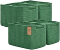 Storage Baskets for Organizing, 4 Pack Baskets for Shelves, Decorative Storage Bins for Shelves, Cotton Rope Storage Basket with Handles, Woven Basket for Storage, 13''Lx8.7''Wx7.9''H, Green by Degeyoyo