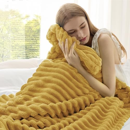 Bedsure Soft Twin Blanket for Bed Decor Gifts Yellow 60"x80" - Image 4