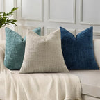 decorUhome Textured Chenille Throw Pillow Covers 24x24 Set of 2 Teal - Image 6
