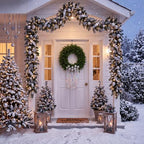 Norme 24 Inch Christmas Pine Wreath for Front Door,Silver Balls - Image 3