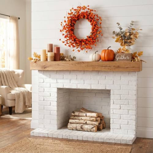 Autumn Bittersweet Wreath 22 inch - Handcrafted Fall Harvest Front Door Decoration Artificial Orange Berries and Yellow Leaves, Perfect for Thanksgiving, Halloween, and Outdoor Home Décor - Image 3