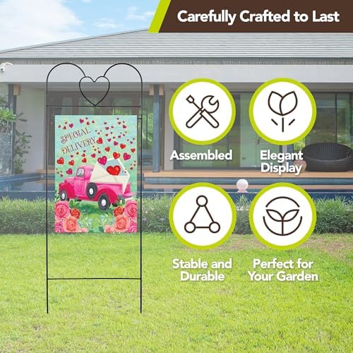 Briarwood Lane Wrought Iron Black Heart Arbor for Garden Flags 41x15 - Image 4