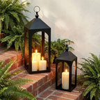 23 Inch Black Metal Outdoor Lantern with Hanging Ring Modern - Image 5