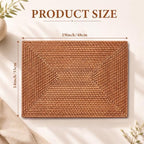 4 Pack Rectangular Rattan Placemats, Natural Woven 19 X 14 Inch - Image 3