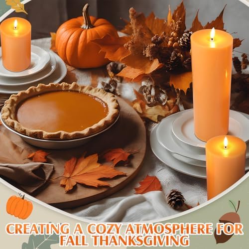 Retisee 3 Pcs 6/8/12" Fall Orange Flameless LED Candle Decor for Home - Image 3