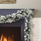 9 ft x 10 in Flocked Berkshire Spruce Garland, 170 Tips, Pine Cones - Image 2