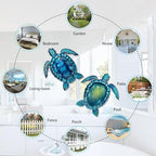 LIFFY Metal Turtle Wall Art Decor Ocean Wall Hanging Coastal Wall Sculptures Beach Theme Wall Decoration for Indoor Outdoor Bathroom Beach Garden Pool (10", 2 pcs) - Image 2