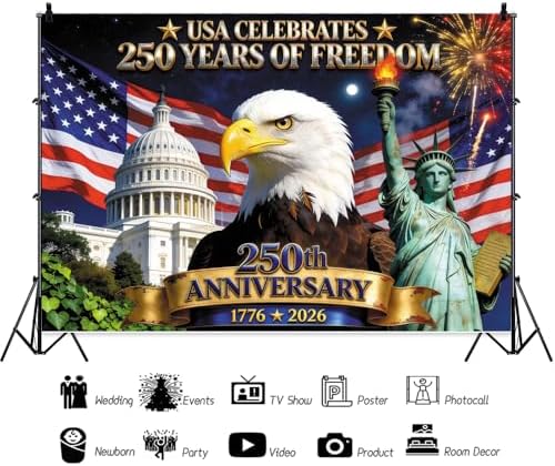 15x8ft 4Th of July Backdrop American US Flag Independence Day Decorations Background National Veterans Day Retirement Party Memorial Day Birthday Party Cake Table Banner Photo Booth - Image 3