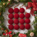 Brightown 15 Pcs Red Velvet Christmas Valentines Balls, 3.15 Inch Velvet Ornaments for Christmas Tree, Christma Tree Flocked Ornaments Balls for Family Holiday Wedding Party Xmas Hanging Decoration by Brightown