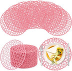 Threehoney Paper Braided Round Placemats, Set of 24, Pink, 13 in by Threehoney