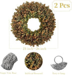 2Pcs 26 Inch Large Artificial Fall Wreaths for Front Door, Farmhouse Autumn Boxwood Wreath for Indoor & Outdoor, Porch, Wall, Window, Harvest Festival & Thanksgiving Home Decor - Image 3