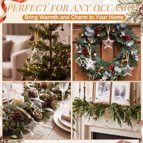 Xuhal 12 Pcs Christmas Glass Star Decor, Vintage Hanging Ornament, Clear - Image 5
