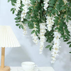 Encrypted Flower Vine Wisteria Artificial Garland Hanging (White, 1pc) - Image 6