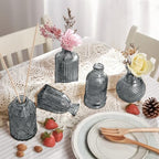 Small Glass Vase Set of 12, Grey Bud Vases for Centerpiece Table Decorations, Boho Vintage Flower Vases in Bulk, Mini Vase Decorative for Wedding Party Baby Shower Birthday Home Decor - Image 2