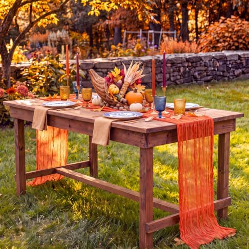 6 Pcs Fall Orange Party Decorations Cheesecloth Table Runner 118" - Image 3