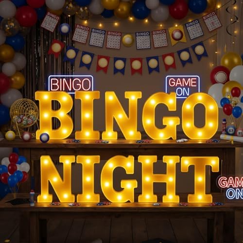 Honoson 10 Pcs Bingo Night Decorations Lights up Sign 6.42 Inch by Honoson