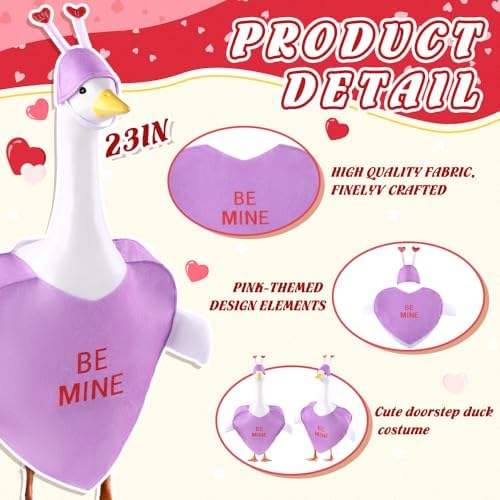 Valentine's Day Goose Outfit for 23" Porch Goose Holiday Purple Heart Cloths Costume Valentines Party Outdoor Garden Patio Yard Lawn Art Decoration(Be Mine) - Image 2