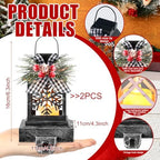 Therwen 2 Pcs Christmas Stocking Holders Lantern, LED, Snowflakes, Black - Image 2