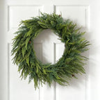 Glitzhome 25" D Christmas Norfolk Pine Wreath, Artificial Greenery Wreath Mixed PE Dripping with Pinecones, Christmas Wreaths for Front Door, Wall, Windows, Home, Outdoor, Xmas Decorations - Image 3
