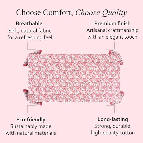 CPC Tablecloth 100% Cotton 72x160 Inch Indian Block Print Rectangle Table Cover, Pink Table Cloth for Weddings, Spring/Summer, Barbeque - Pink Coral - Image 6
