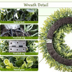 HUZIYAHAN 32 Inch Extra Large Boxwoods Green Spring Artificial Wreath for Front Door, Year Round Spring Summer Winter Wreaths for Wall Window Porch Home Farmhouse Outdoor Outside Indoor Decorations - Image 4