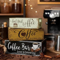 3 Pcs Vintage Wooden Box with Words Coffee Bar Love Is Brewing by Unknown