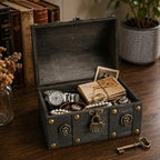 TeamSky Vintage Gray Wooden Storage Box with Lock, Jewelry Chest - Image 6