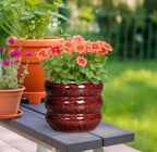 SQOWL Ceramic Flower Pots - 8 Inch Planter for Indoor Plants, Ceramic Plant Pot with Drainage Hole, Bubble Round Planter for Outdoor Plants, Office Home Desk Decor, House Warming Gifts, Red - Image 2