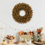 U'Artlines 24inch Fall Front Door Wreaths Harvest Boxwood Wreaths Orange - Image 6