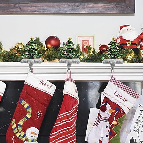 Christmas Stocking Holder Set of 2 with Glitter for Mantel Resin Stocking Hooks Fireplace Decor Sparkling Holiday Centerpiece Durable Indoor Christmas Gift - Image 4