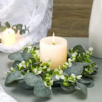 Panelee 20 Pcs Candle Rings Artificial Eucalyptus Wreath Rings - Image 5