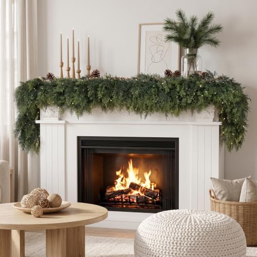 Hananona 6 FT Pre-lit Christmas Garlands, Faux Cedar Pine Garland, 1 Pcs - Image 3
