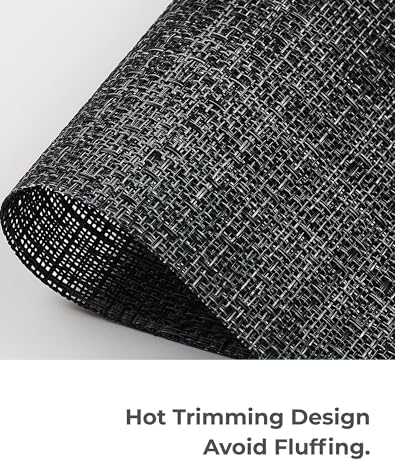 Leetaltree Black and Grey Woven Placemats Set of 12 - Heat Resistant Non-Slip Place mats for Dining Table, Washable Durable PVC Vinyl Woven Table Mats(Black & Grey, 12) - Image 5