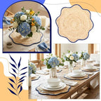 Jingmore 6 Pcs 15 Inch Handwoven Scalloped Placemat,Blue - Image 3