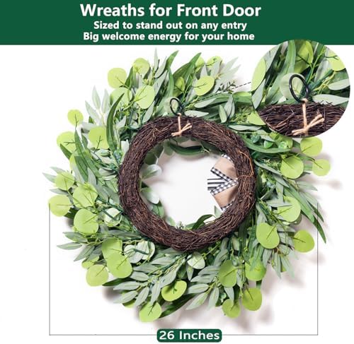26 in Large Farmhouse Wreaths for Front Door Year Round - Image 5