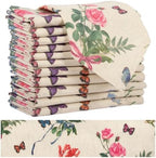 Watercolor Flower Cloth Napkins Set of 12, Spring Rose Butterfly Decorative Napkins Natural Linen Cotton Reusable Dinner Napkins for Bridal Wedding, Baby Shower, Spring Party and Everyday Use by Besaomeom