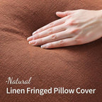 MIULEE Linen Fringe Decorative Fall Euro Pillow Covers Late Autumn 22x22 - Image 2