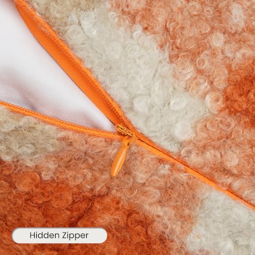 Fall Orange Plaid Euro Sham Pillow Covers 26x26 Set of 2, Cozy Fall Decor - Image 3