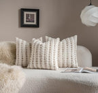 Caflife Beige Striped Chenille Boho Throw Pillow Covers 22x2 Inch Set of 2 - Image 3