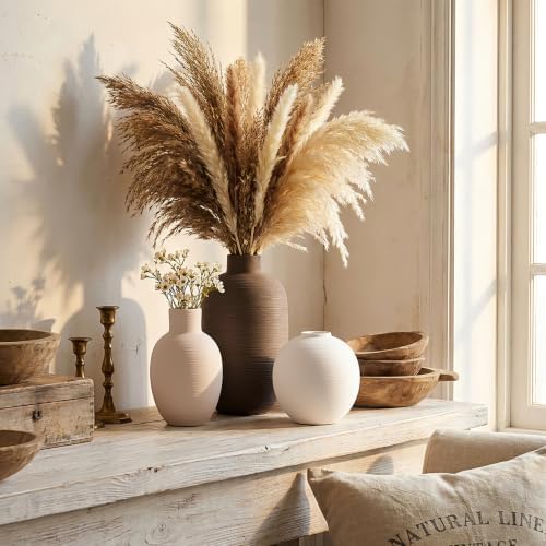 Ceramic Bud Vase Set of 3, Boho Farmhouse Flower Vases - Image 4