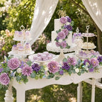 Realistic Artificial Eucalyptus & Rose Garland, 2-Pack, Purple - Image 2