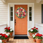 24-Inch Spring Wreath for Front Door with Hydrangeas Dahlias Daisy Silk Flowers and Berry Greenery for All Seasons Indoor Outdoor Wedding Farmhouse Porch Wall Living Room Home Wedding Decor - Image 6