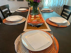 Senegal Placemats/African Bohemian Woven Seagrass Placemats/Natural Wicker Round Basket Placemats/Decorative Hanging Wicker Plates/Hanging Wall Decor (Orange & White) - Image 5