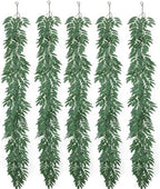 mizii 5 Packs 390" Artificial Vines Willows Garland Fake Vine Italian Ruscus Silk Green Leaves Faux Plants Greenery Decoration for Bedroom Room Wall Party Table Centerpieces Wedding Arch Decor by Mizii