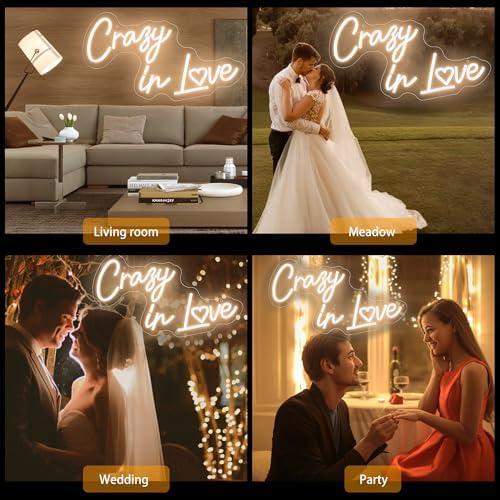 Crazy in Love neon Sign - Levels Dimmable USB neon Lights for Bedroom Wall,Wedding Party neon Light for Decoration Gift for Couples, Valentine's Day - Image 6
