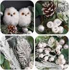 Winter Wreath for Front Door, 24 Inch Christmas Wreath with Owl Decor, Pine Cones, and Evergreen Greenery, Festive Winter Door Decor, Artificial Holiday Farmhouse Rustic Wreath - Image 2