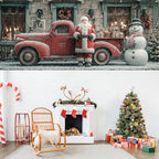 Vintage Truck Christmas Banner 16x7 Ft - Retro Santa and Snowman for 2 Car Garage Nostalgic Decor - Image 7
