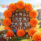 Suncalla 12 Pcs Marigold Paper Flowers Bulk, Orange, 20 Inch,31 Inch - Image 7