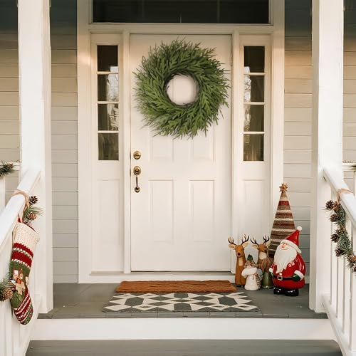 26" Artificial Norfolk Pine Wreath, Christmas Greenery for Front Door Decor - Image 4
